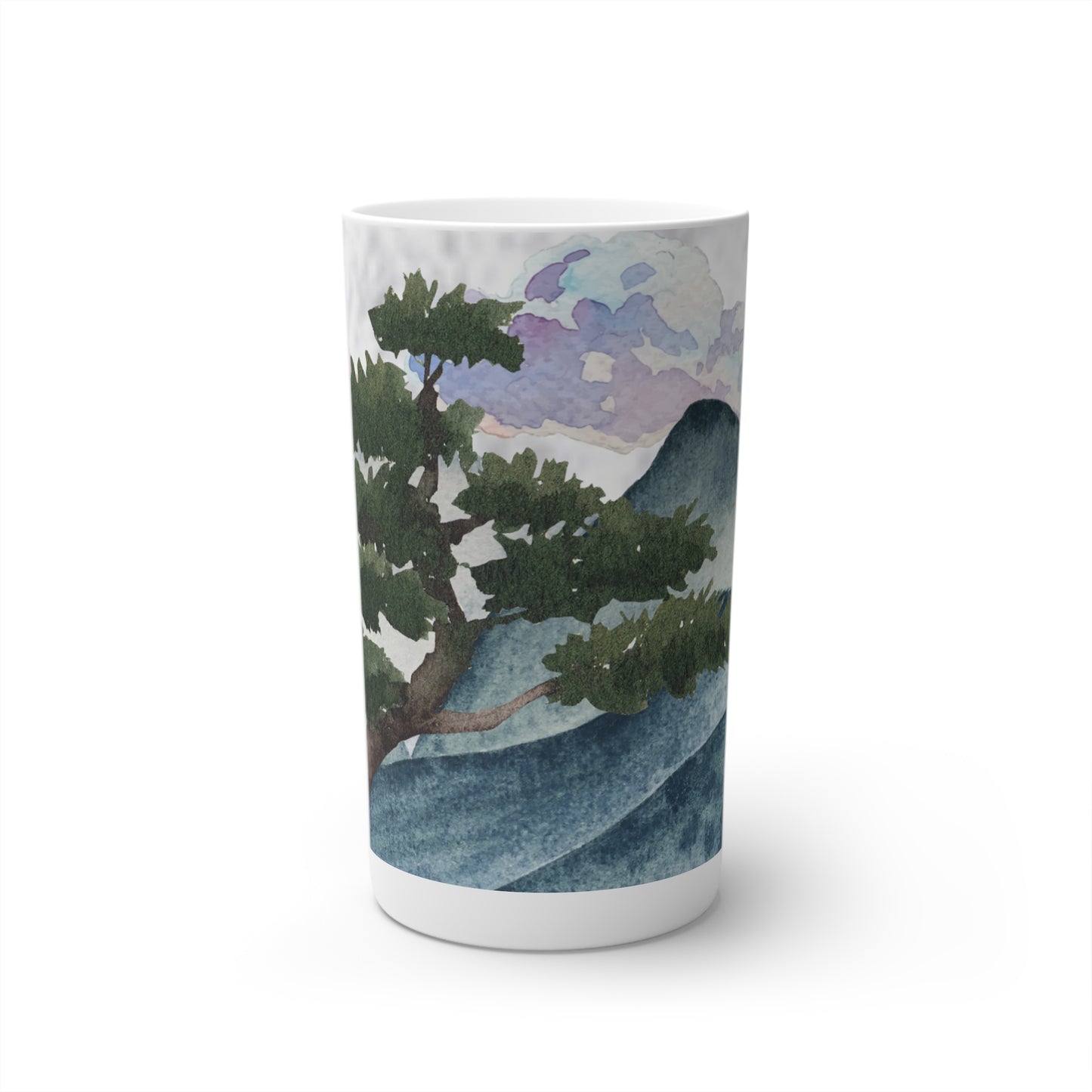 Watercolor Mountain Bonsai Conical Cup