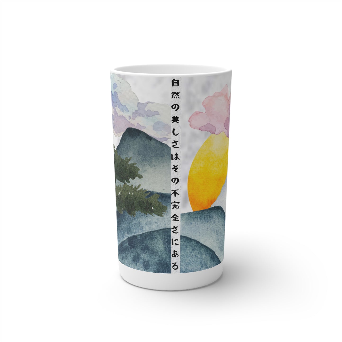 Watercolor Mountain Bonsai Conical Cup