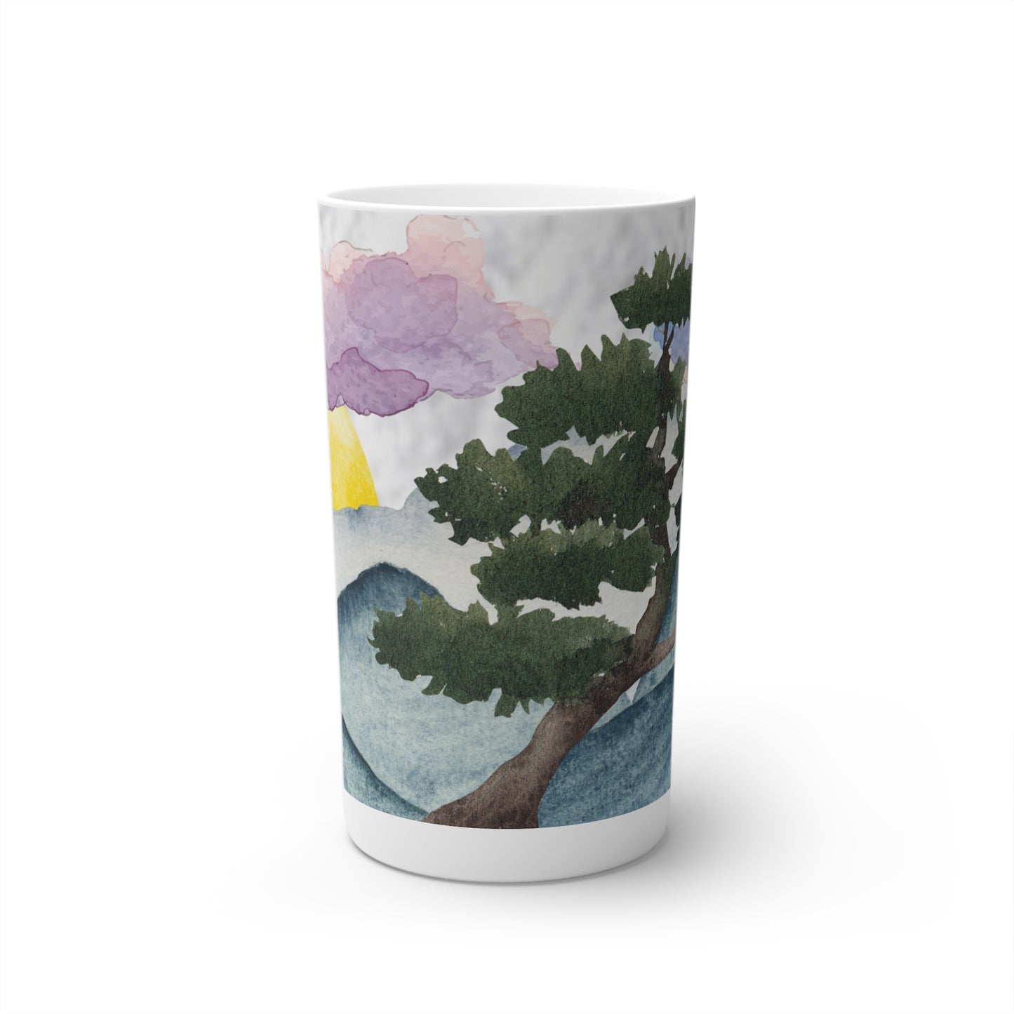 Watercolor Mountain Bonsai Conical Cup