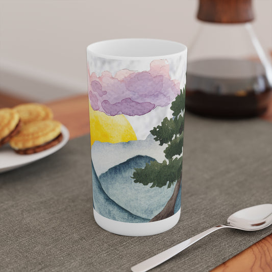 Watercolor Mountain Bonsai Conical Cup