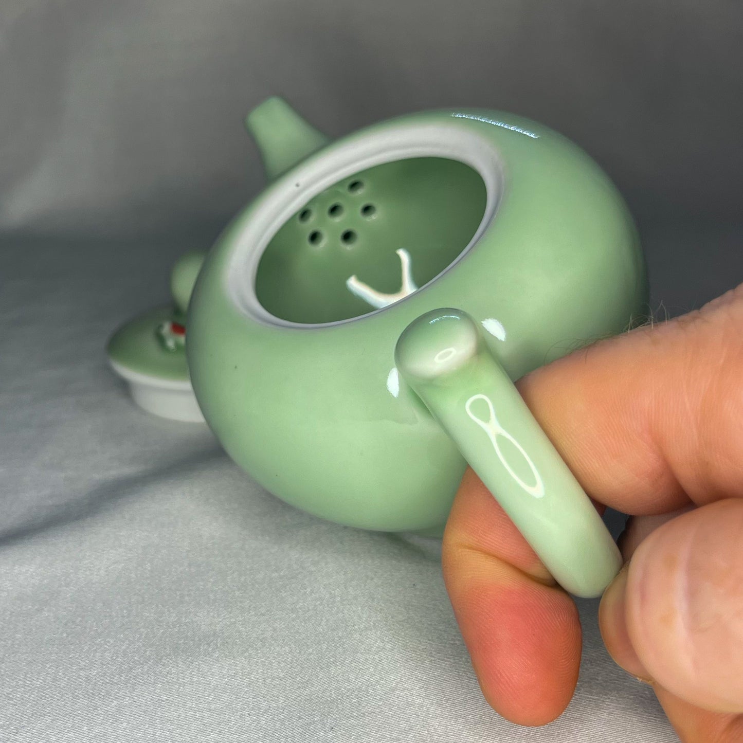 Celadon Tea Set with Koi Fish Accents - Your Choice of Gaiwan or Teapot