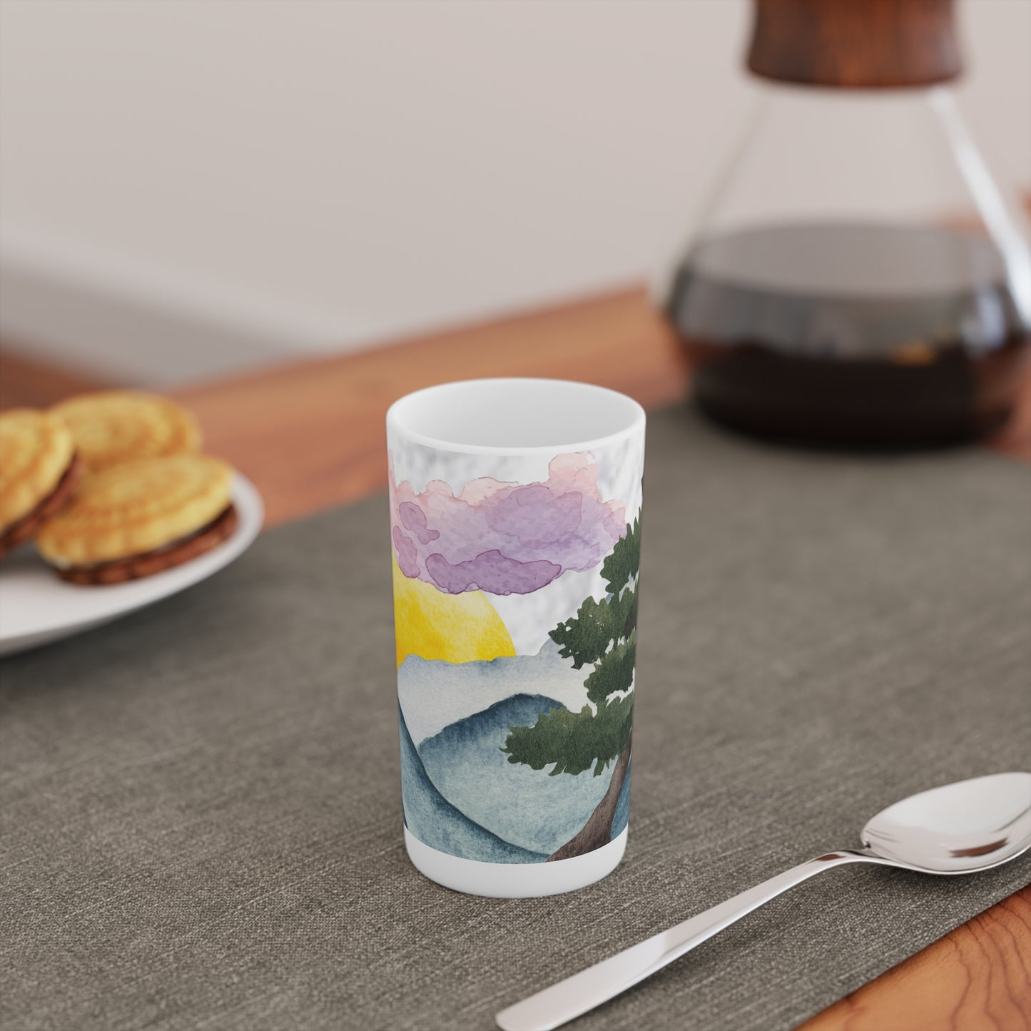 Watercolor Mountain Bonsai Conical Cup