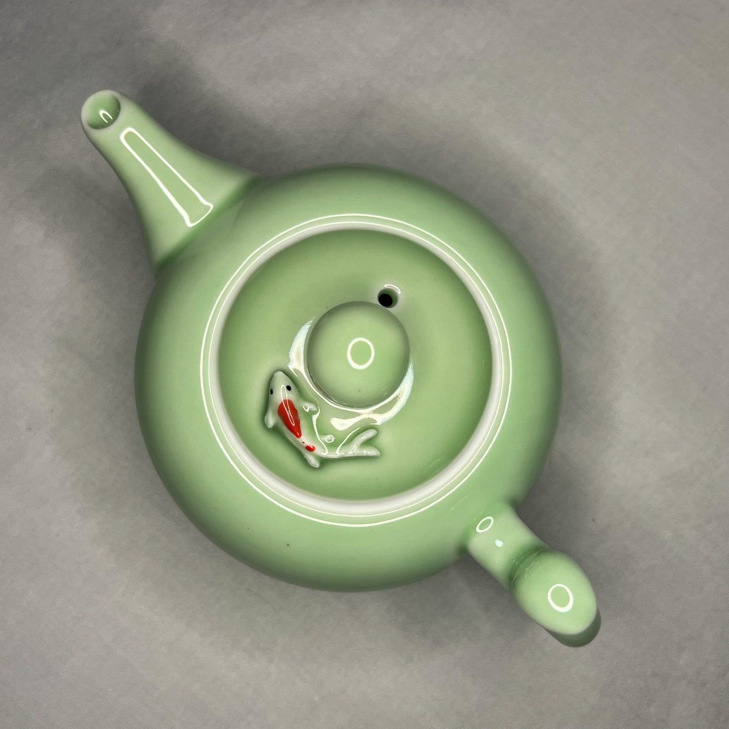 Celadon Tea Set with Koi Fish Accents - Your Choice of Gaiwan or Teapot