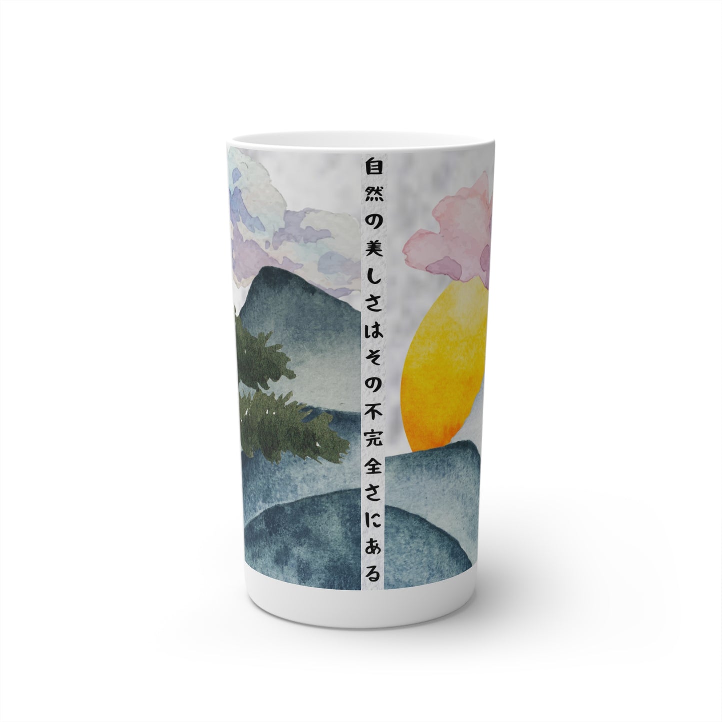 Watercolor Mountain Bonsai Conical Cup