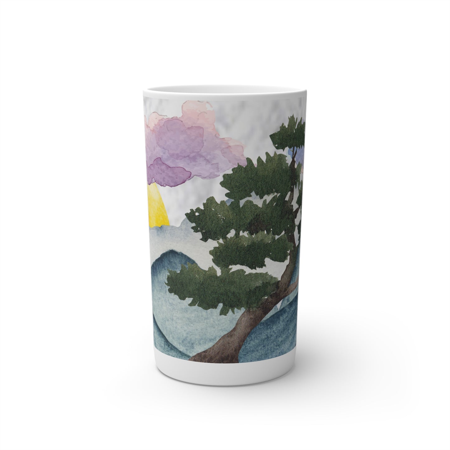 Watercolor Mountain Bonsai Conical Cup