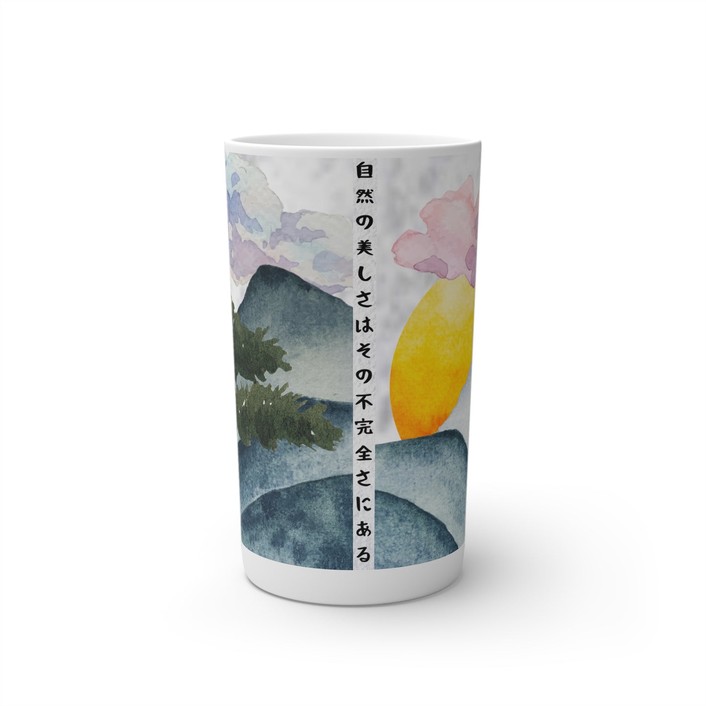 Watercolor Mountain Bonsai Conical Cup