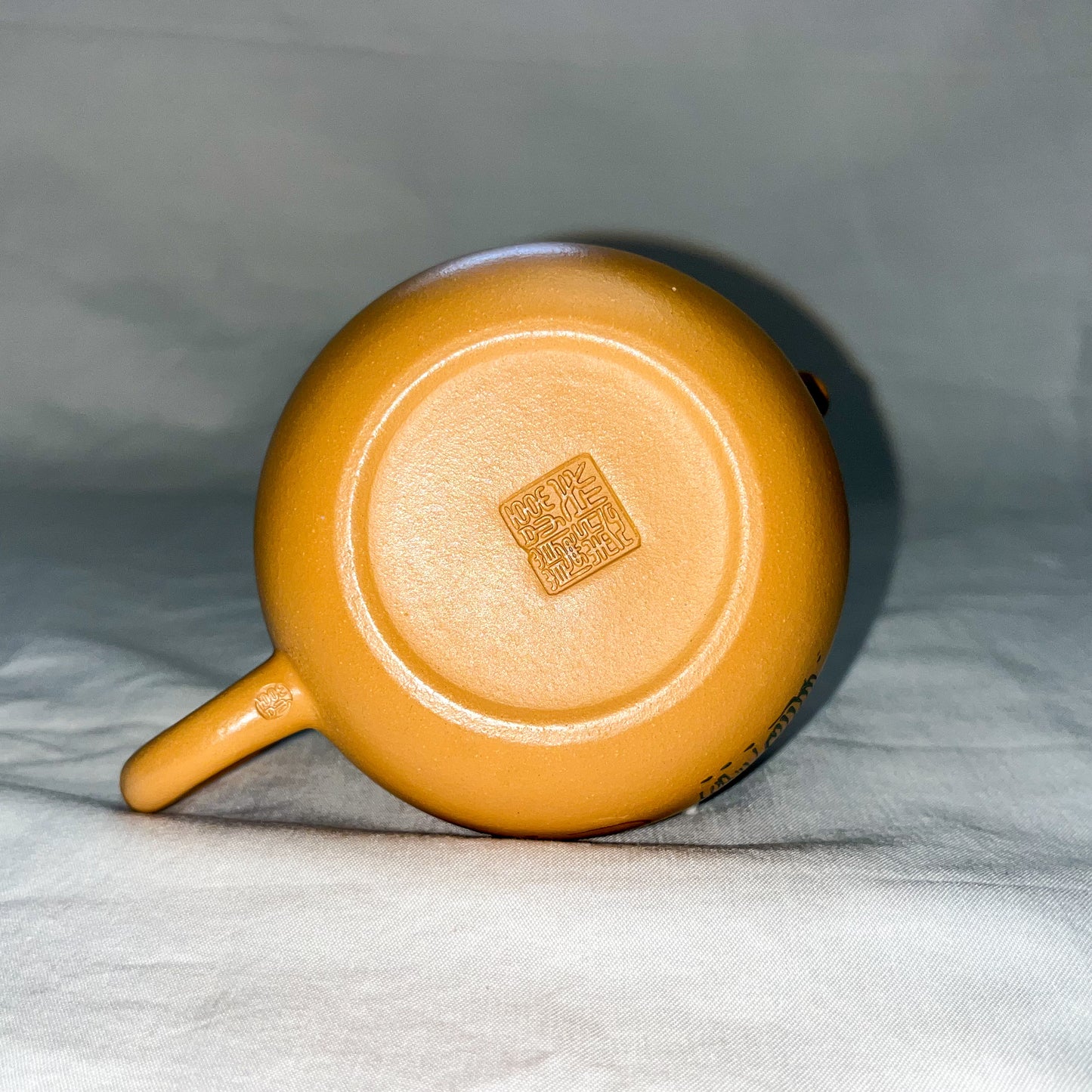 Yixing Teapot - Yellow with Lotus & Fish Design