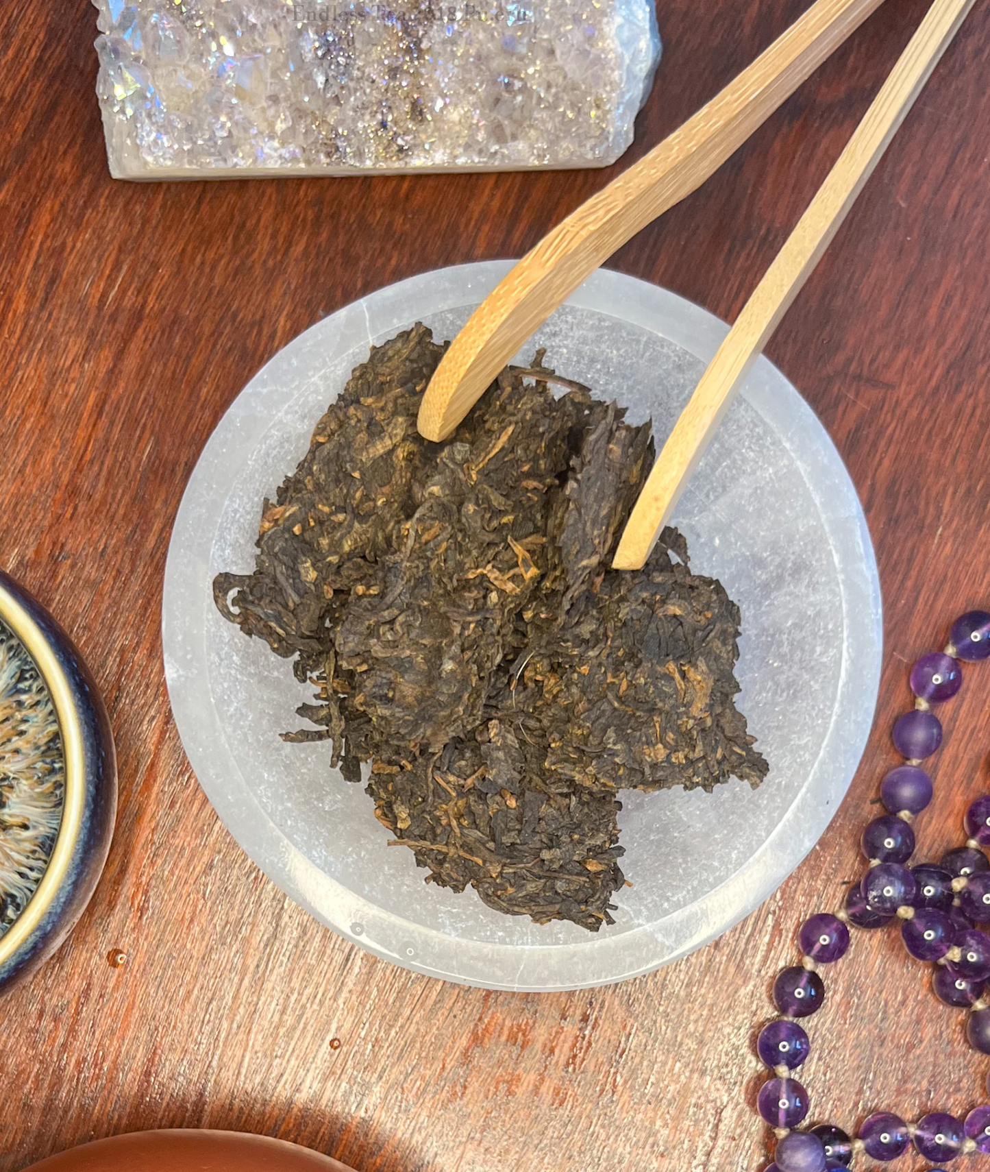 Endless Tea, Shu Pu-erh broken up & viewed from above.